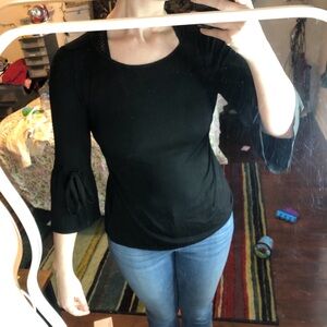 Black long sleeve blouse with bell sleeves